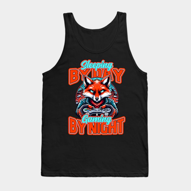 Sleeping by day, gaming by night - Fox Gamer Tank Top by SergioCoelho_Arts